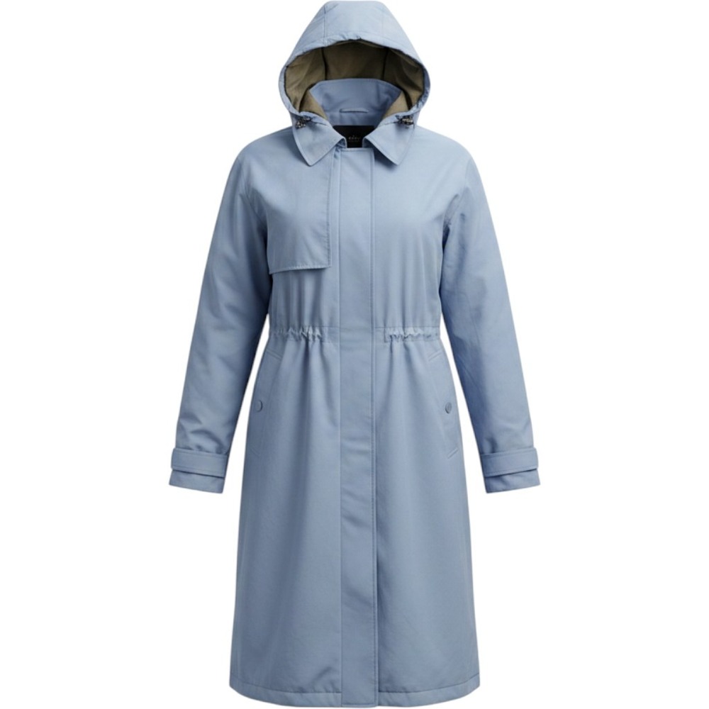 Lands End Womens Light Blue Hooded Insulated Stadium Coat Jacket Size S 6-8